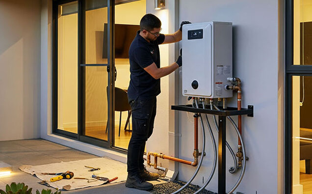 Plumber Installing Hot Water