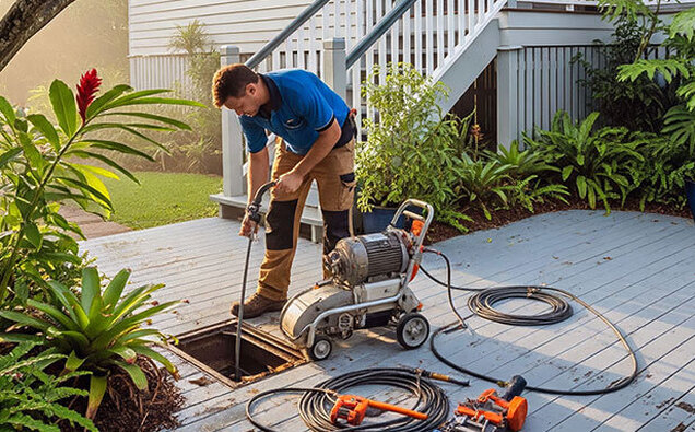 Plumber Jetting Drain