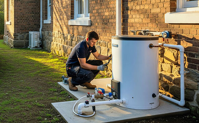 Plumber Servicing Hot Water Unit