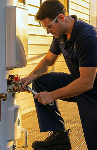 Plumber Servicing Water Heater