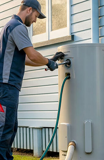 Plumber Servicing Water Heater Unit