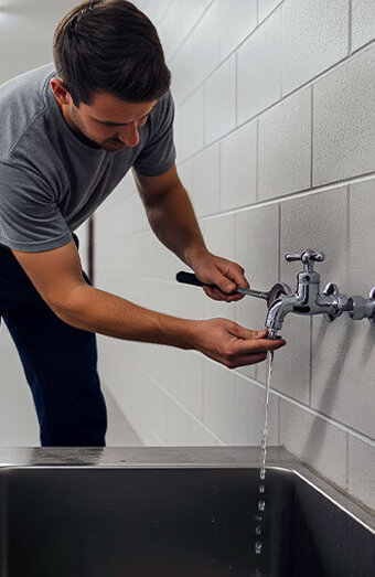 Plumber Tightening Tap